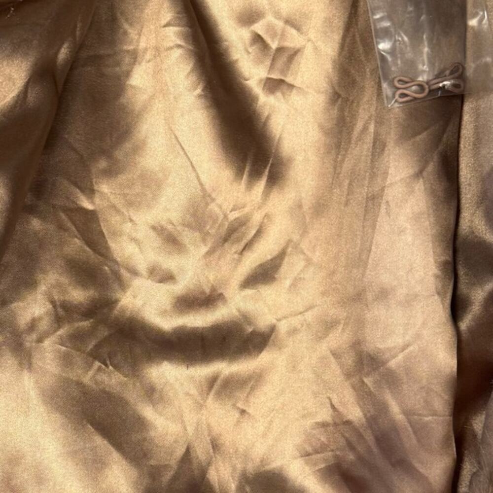 New Chico's Tan Faux Fur Suede 3/4 Sleeve Cropped Coat Sz Large Party Holiday - Picture 7 of 8
